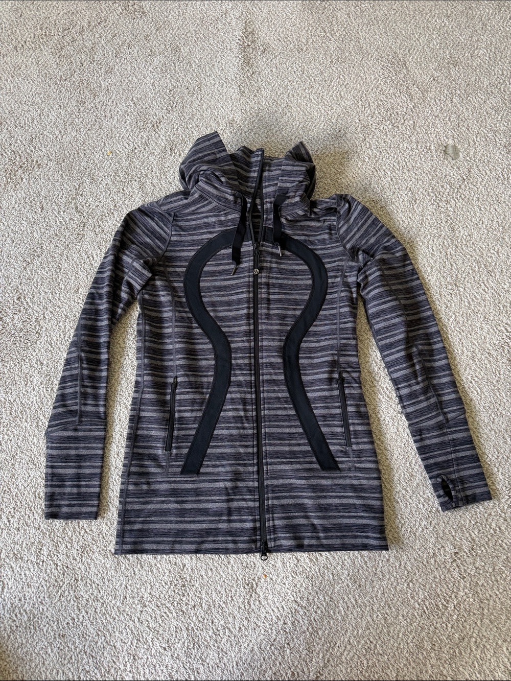 Lululemon Stride Jacket Black Stripe Galore Size 8